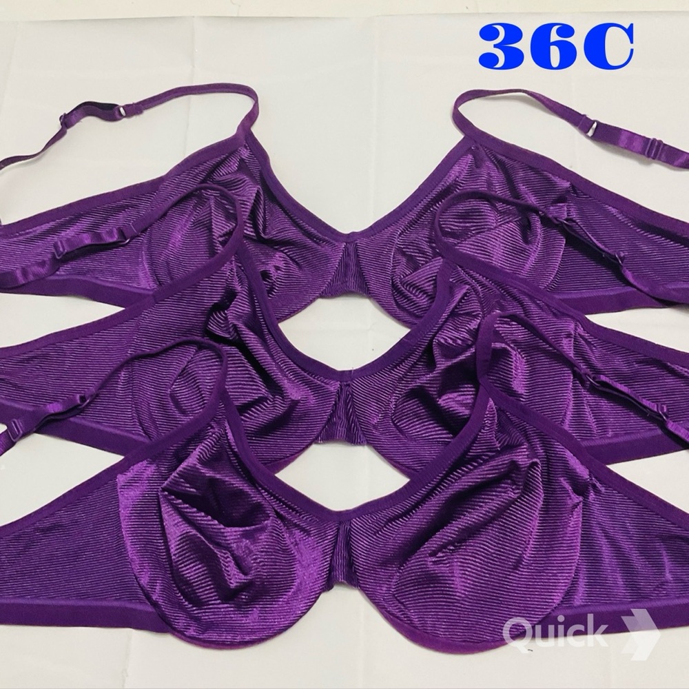 36C - NWT Striped Texture Soft Cup Bras - 3 bras bundle